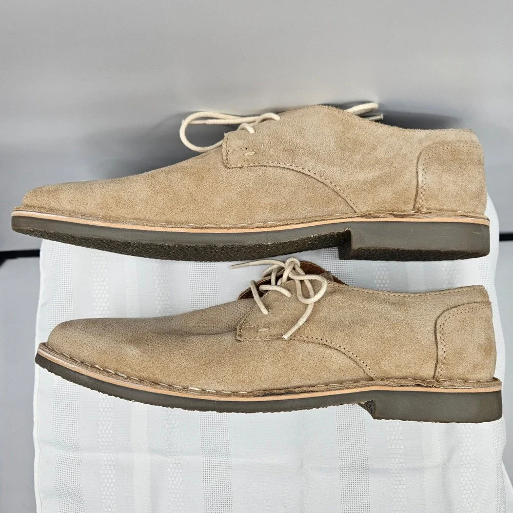 Studio Ink Mens Tan Suede Lace Up Derby‎ Shoes Beige Casual Dress Shoes